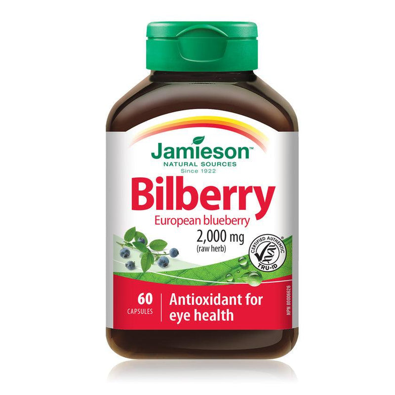 Jamieson Bilberry (European Blueberry) 2,000 mg (raw herb) 60 Capsules - Five Natural