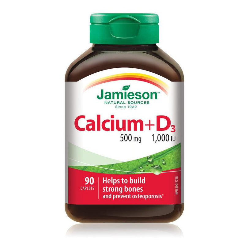 Jamieson Calcium 500 mg + Vitamin D3 1,000 IU 90 Caplets - Five Natural