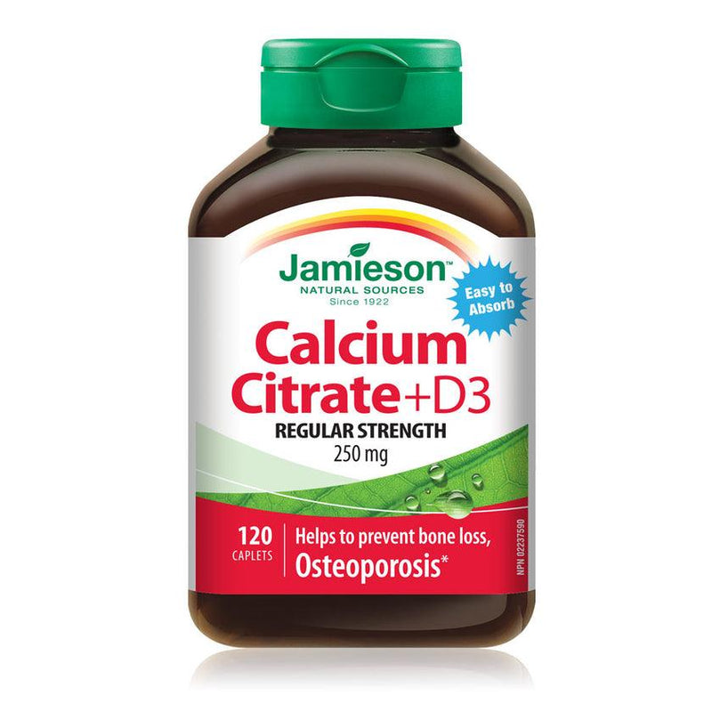 Jamieson Calcium Citrate 250 mg + Vitamin D3 120 Caplets - Five Natural