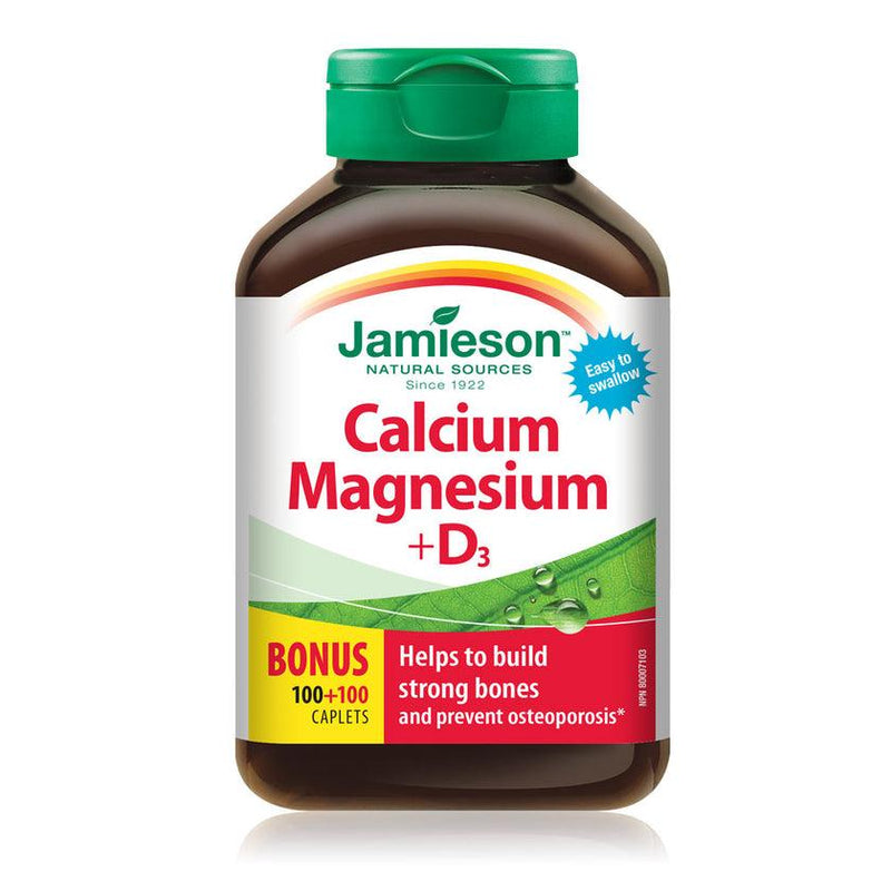 Jamieson Calcium Magnesium + Vitamin D3 - BONUS SIZE 200 Caplets - Five Natural
