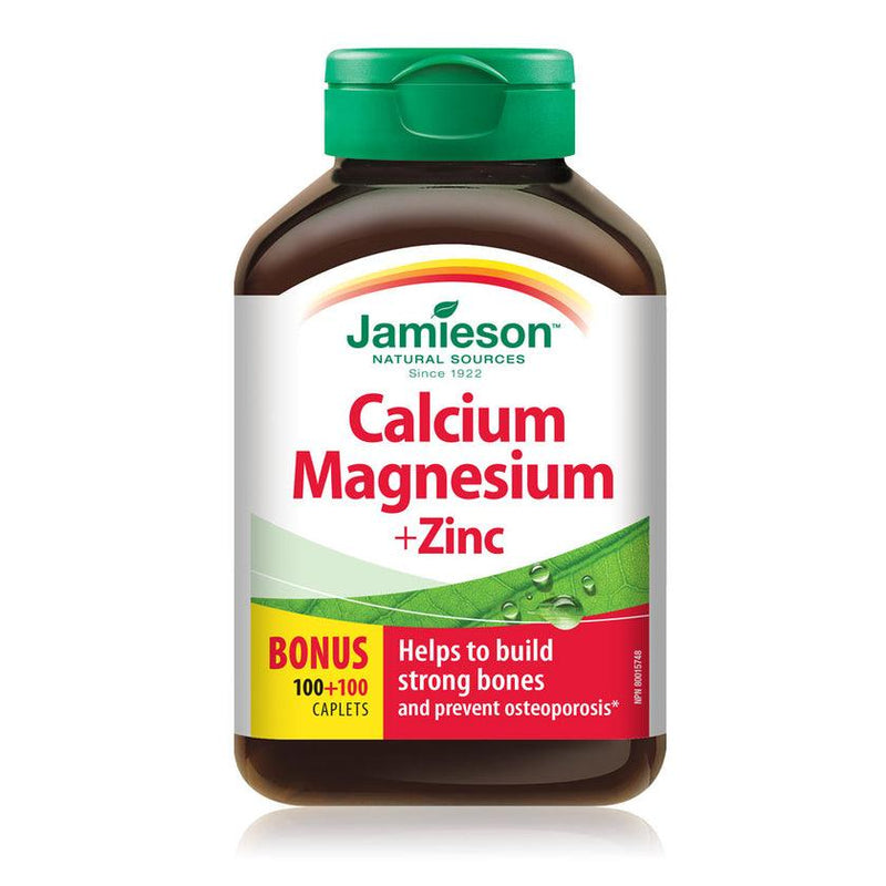 Jamieson Calcium Magnesium + Zinc - BONUS SIZE 200 Caplets - Five Natural