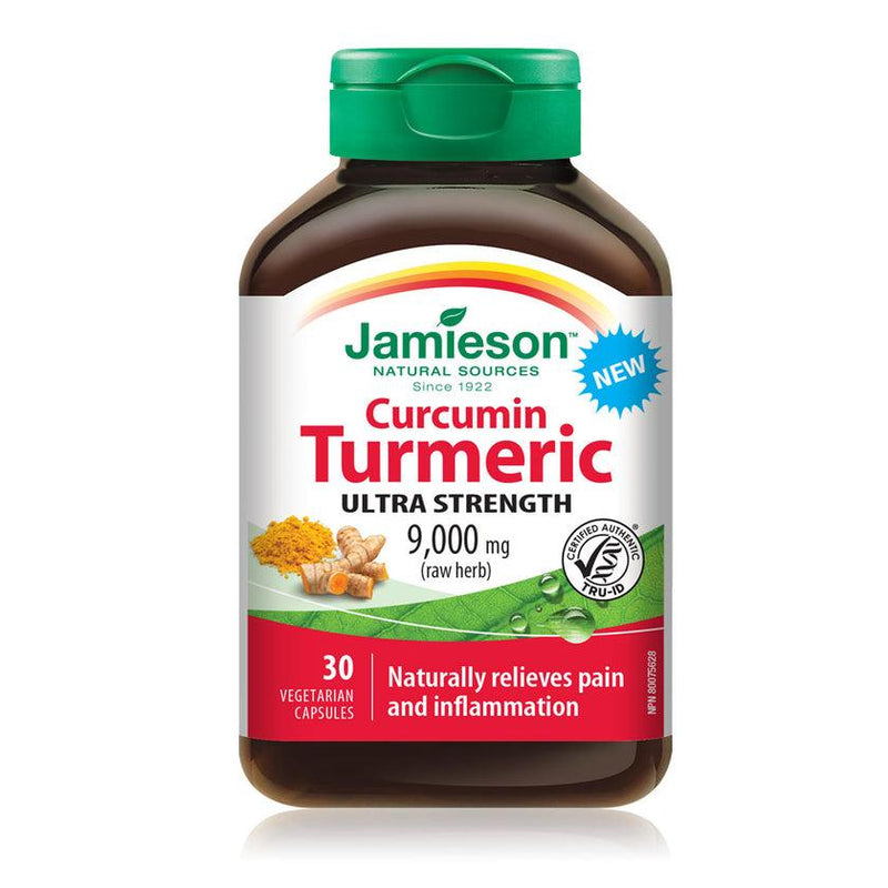 Jamieson Curcumin Turmeric Ultra Strength 9,000 mg (raw herb) 30 Capsules - Five Natural