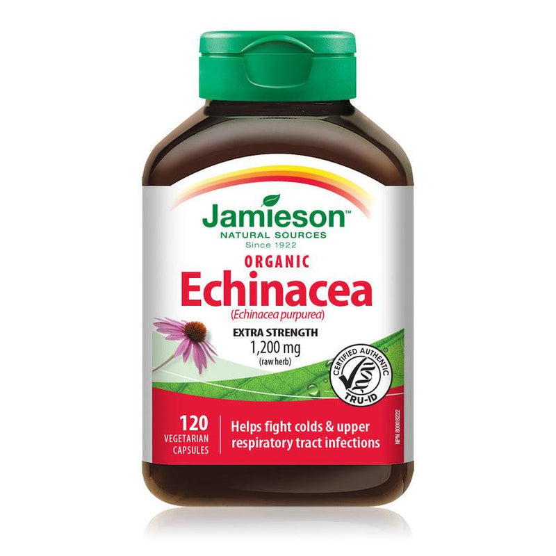 Jamieson Echinacea Organic (Echinacea purpurea) Extra Strength 1,200 mg (raw herb) 120 Capsules - Five Natural