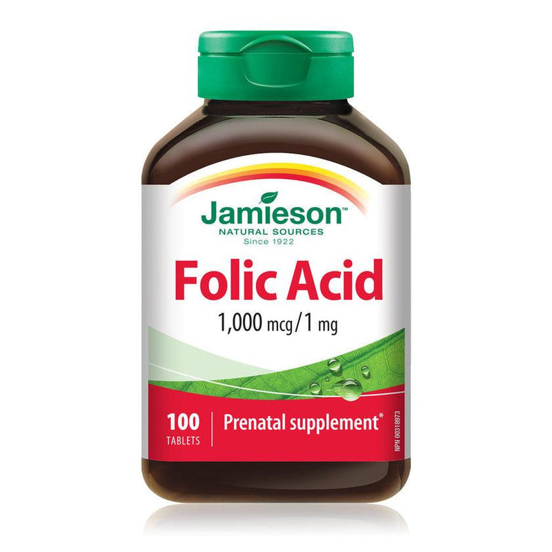 Jamieson Folic Acid 1,000 mcg/1 mg 100 Tablets - Five Natural