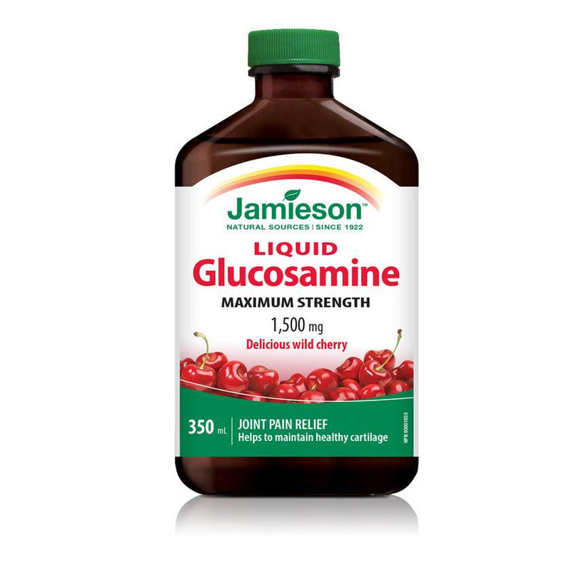 Jamieson Glucosamine Maximum Strength Liquid 1,500 mg - Wild Cherry 350mL - Five Natural