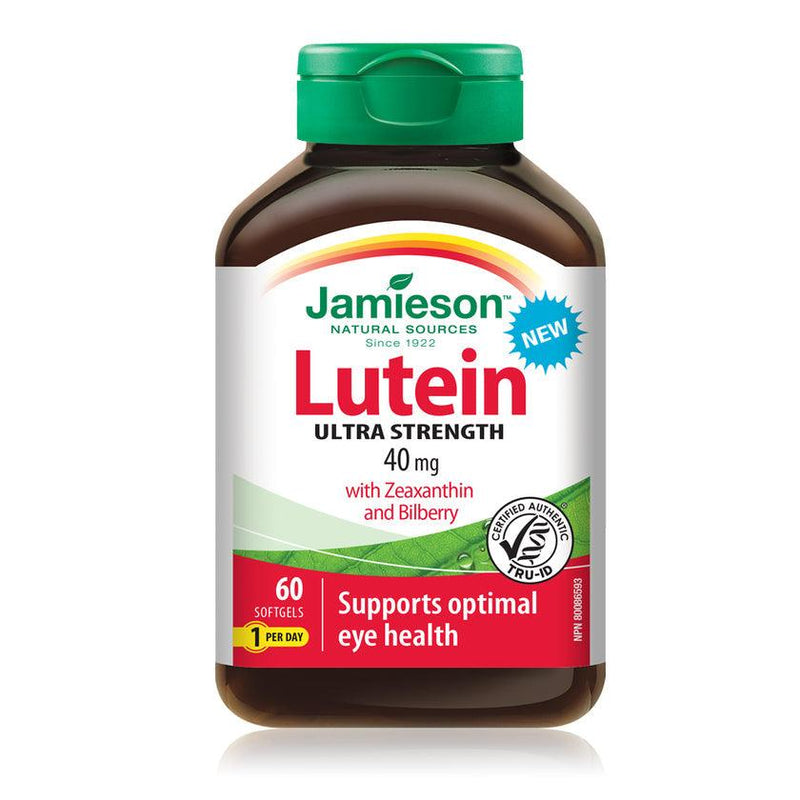 Jamieson Lutein Ultra Strength 40 mg with Zeaxanthin & Bilberry 60 Softgels - Five Natural