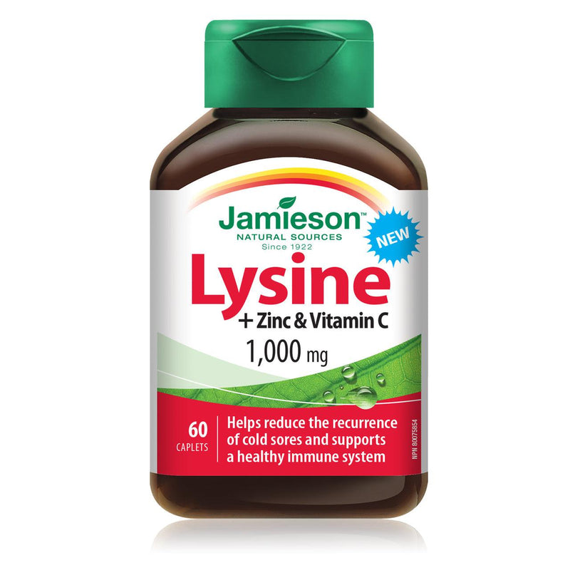 Jamieson Lysine + Zinc & Vitamin C 1,000 mg 60 Caplets - Five Natural