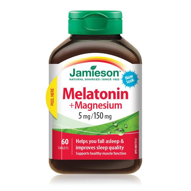 Jamieson Melatonin 5 mg + Magnesium 150 mg 60 Tablets - Five Natural