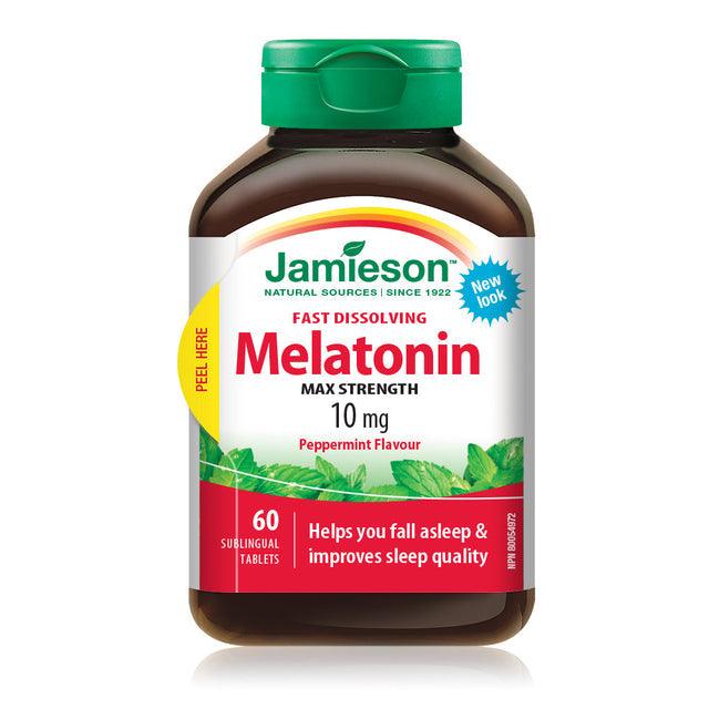 Jamieson Melatonin Maximum Strength 10mg Fast Dissolving - Peppermint 60 Sublingual - Five Natural