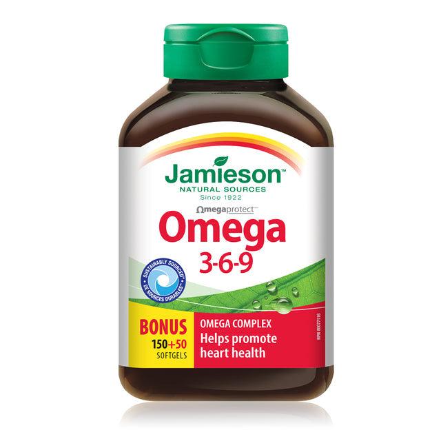 Jamieson Omega 3-6-9 OmegaProtect - BONUS SIZE 200 Softgels - Five Natural