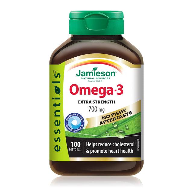 Jamieson Omega-3 No Fishy Aftertaste Extra Strength 700 mg 100 Softgels - Five Natural
