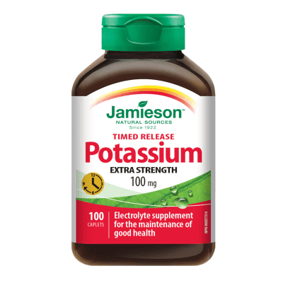 Jamieson Potassium Extra Strength 100mg Timed Release 100 Caplets - Five Natural