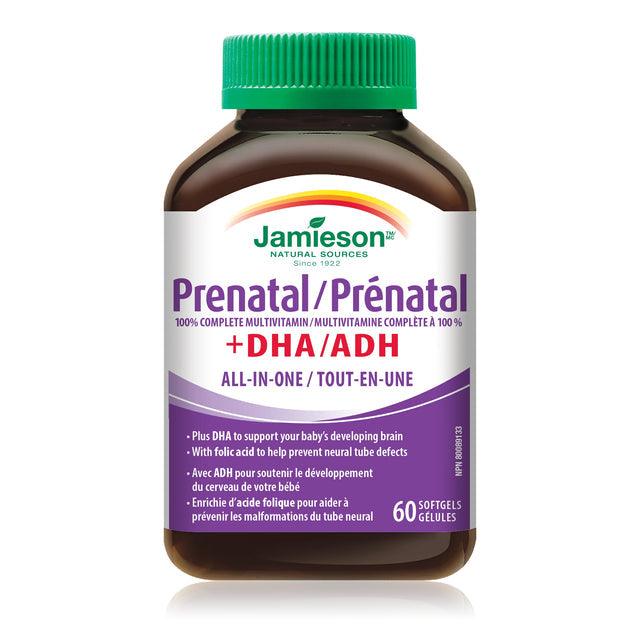 Jamieson Prenatal 100% Complete Multivitamin + DHA 60 Softgels - Five Natural