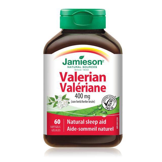 Jamieson Valerian 400 mg (raw herb) 60 Softgels - Five Natural