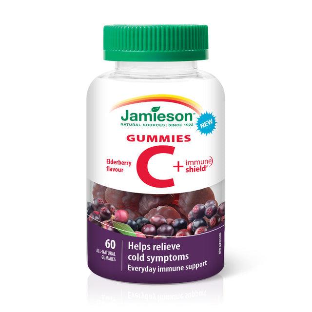 Jamieson Vitamin C + Immune Shield Gummy - Elderberry 60 Gummies - Five Natural