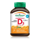 Jamieson Vitamin D Extra Strength 2,500 IU - Natural Tangy Orange 75 Chewable - Five Natural