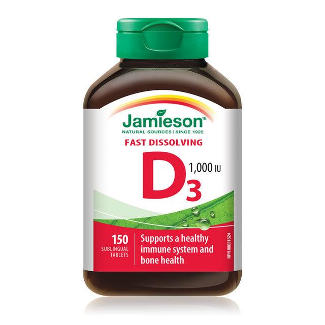 Jamieson Vitamin D3 1,000 IU Fast Dissolving Tablets 150 Sublingual - Five Natural