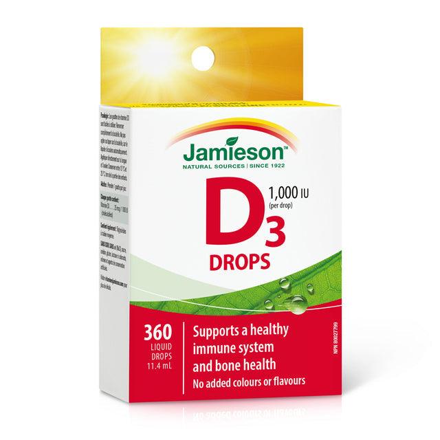 Jamieson Vitamin D3 1,000 IU 360 Droplets Liquid - Five Natural