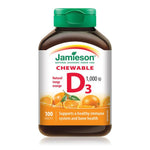 Jamieson Vitamin D3 1,000 IU - Natural Tangy Orange 100 Chewable - Five Natural