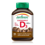 Jamieson Vitamin D3 1,000 IU - Rich Chocolate Flavour 100 Chewable - Five Natural