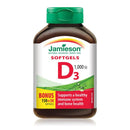 Jamieson Vitamin D3 1,000 IU Softgels - BONUS SIZE 180 Softgels - Five Natural