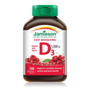 Jamieson Vitamin D3 1,000 IU Fast Dissolving Tablets - Natural Wild Cherry 150 Sublingual - Five Natural