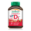 Jamieson Vitamin D3 400 IU for Kids - Strawberry 100 Chewable - Five Natural