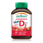 Jamieson Vitamin D3 400 IU for Kids - Strawberry 100 Chewable - Five Natural