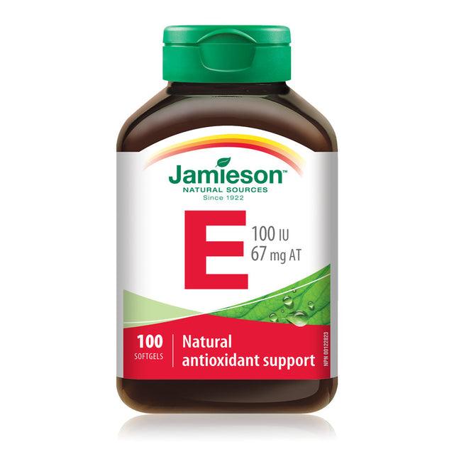 Jamieson Vitamin E 100 IU 100 Softgels - Five Natural