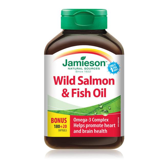 Jamieson Wild Salmon & Fish Oil - BONUS SIZE 200 Softgels - Five Natural
