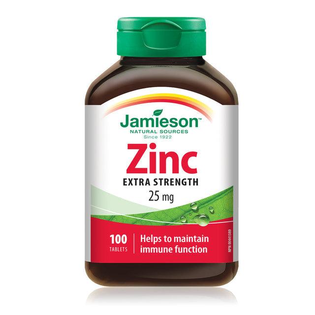 Jamieson Zinc Extra Strength 25mg 100 Tablets - Five Natural