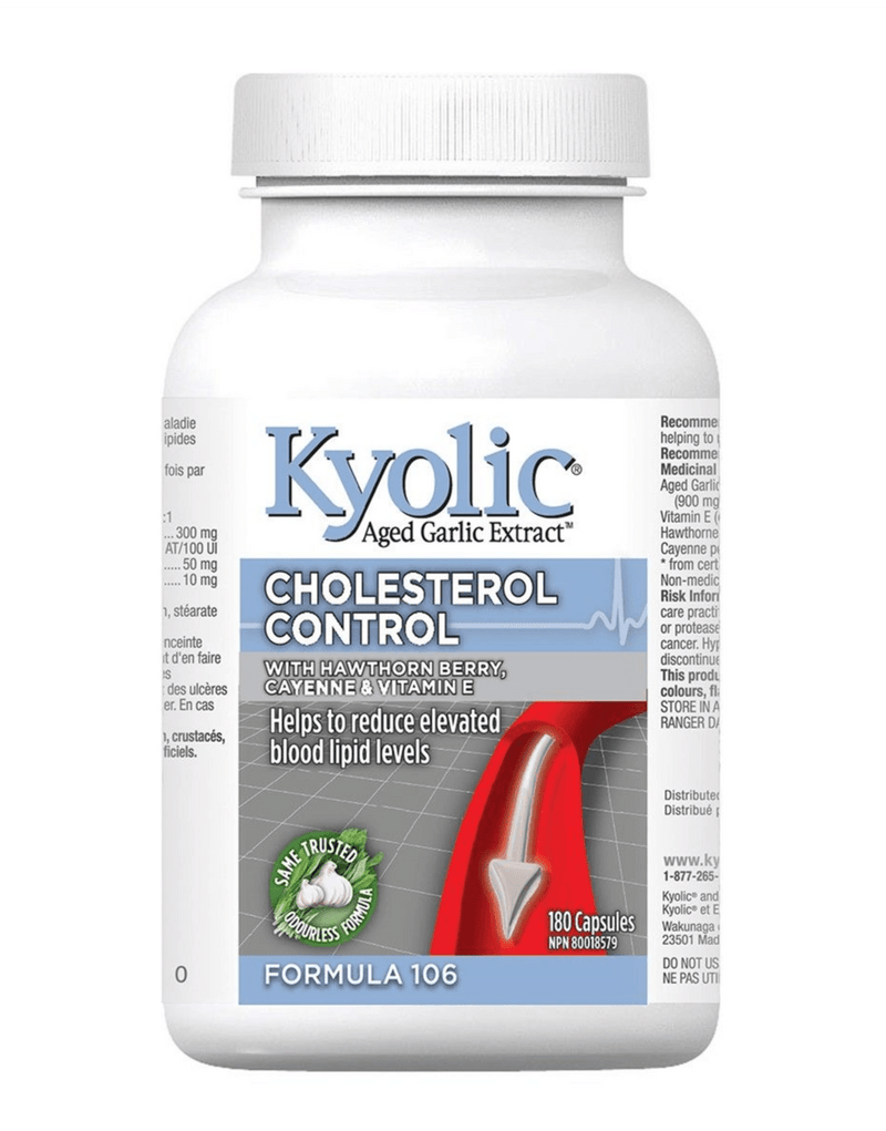 Kyolic Formula 106 Cholesterol Control with Hawthorn 180 Capsules - Five Natural