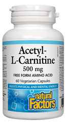 Natural Factors Acetyl-L-Carnitine 500 mg 60 Veg Capsules - Five Natural