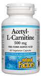 Natural Factors Acetyl-L-Carnitine 500 mg 60 Veg Capsules - Five Natural