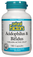 Natural Factors Acidophilus & Bifidus 5 Billion Active Cells 180 Capsules - Five Natural