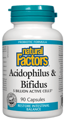 Natural Factors Acidophilus & Bifidus 5 Billion Active Cells 90 Capsules - Five Natural