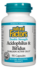 Natural Factors Acidophilus & Bifidus Double Strength 10 Billion Active Cells 90 Capsules - Five Natural