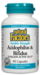 Natural Factors Acidophilus & Bifidus Double Strength 10 Billion Active Cells 90 Capsules - Five Natural