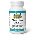 Natural Factors Alpha-Lipoic Acid with B1 & B2 60 Veg Capsules - Five Natural