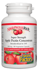 Natural Factors Apple Pectin Rich Super Strength Apple Pectin Concentrate 500 mg 90 Veg Capsules - Five Natural