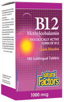 Natural Factors B12 Methylcobalamin 1000 mcg 180 Tablets - Five Natural