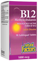 Natural Factors B12 Methylcobalamin 1000 mcg 90 Tablets - Five Natural