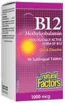 Natural Factors B12 Methylcobalamin 1000 mcg 90 Tablets - Five Natural