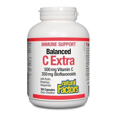 Natural Factors Balanced C Extra 500 mg Vitamin C 350 mg Bioflavonoids 180 Capsules - Five Natural