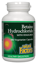 Natural Factors Betaine Hydrochloride with Fenugreek 180 Veg Capsules - Five Natural