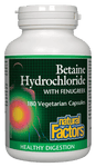 Natural Factors Betaine Hydrochloride with Fenugreek 180 Veg Capsules - Five Natural