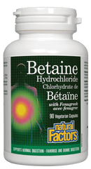 Natural Factors Betaine Hydrochloride with Fenugreek 90 Veg Capsules - Five Natural