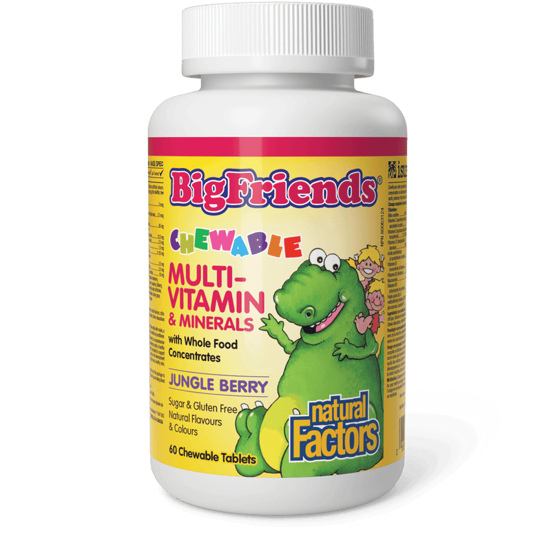 Natural Factors Chewable Multivitamin & Minerals with Whole Food Concentrates Jungle Berry Big Friends 60 Chewables - Five Natural