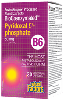Natural Factors BioCoenzymated Pyridoxal 5-phosphate B6 50 mg 30 Veg Capsules - Five Natural