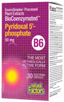 Natural Factors BioCoenzymated Pyridoxal 5-phosphate B6 50 mg 30 Veg Capsules - Five Natural